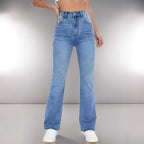 European And American Style Women Skinny Light Blue Jeans For Women Slim-fit Figure Flattering Pants Trendy