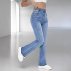 European And American Style Women Skinny Light Blue Jeans For Women Slim-fit Figure Flattering Pants Trendy