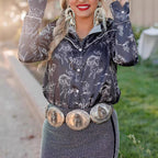 Denim Ethnic Street Printing Slim Fit Women's Shirt