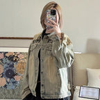 Retro Lapels Denim Coat For Women