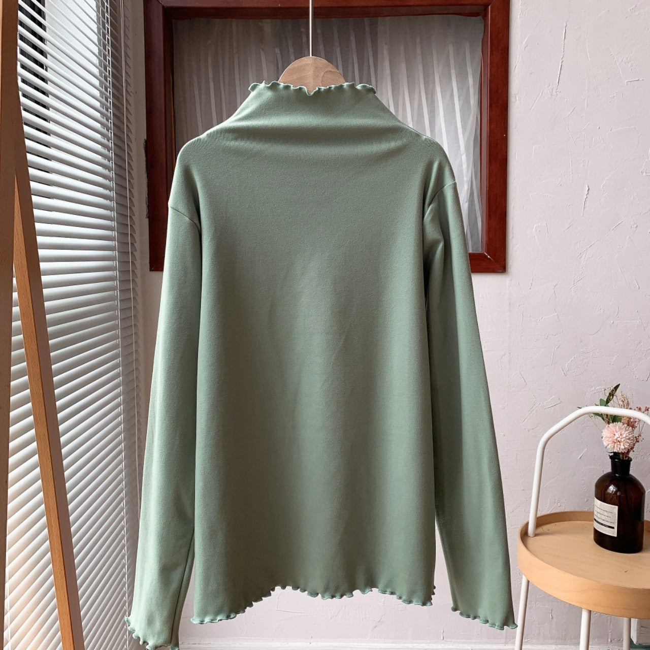 Half-high Collar Long Sleeves Solid Color Inner Wear Slim Fit Warm Dralon Top