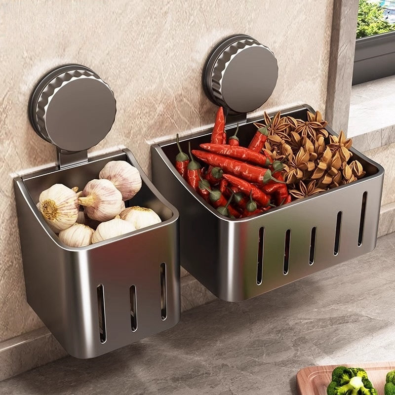 Onion, Ginger And Garlic Storage Box Wall-mounted Suction Cup Storage Rack