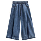 Women's American Street Pleated Wash Contrast Color Jeans