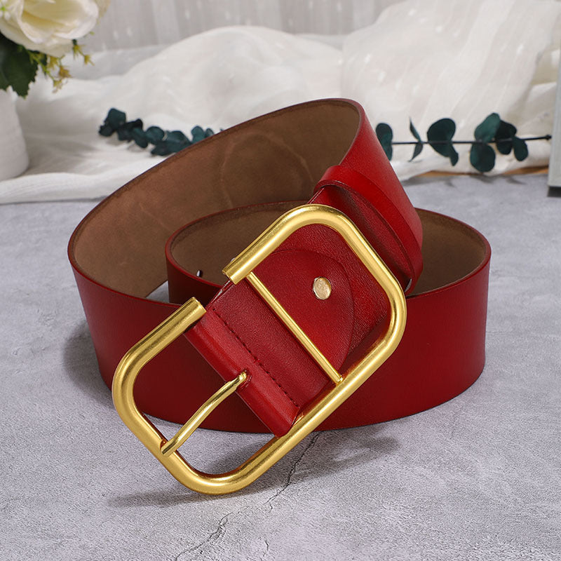 Women's Cowhide Wide Belt Waist Seal
