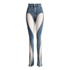 Hollow Irregular Patchwork Jeans Woman